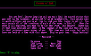 Caverns of Gink for IBM PC/Compatibles - The game instructions.