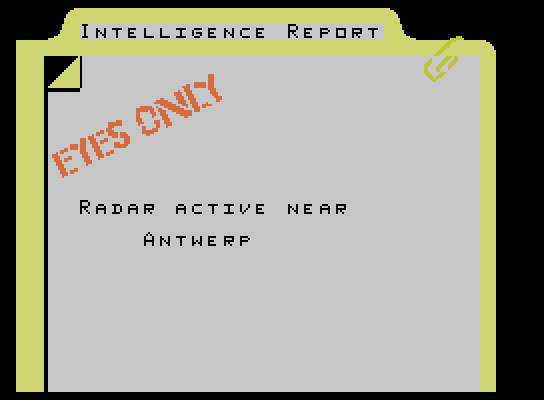 Dam Busters, The ColecoVision Screenshot: Intelligence report...