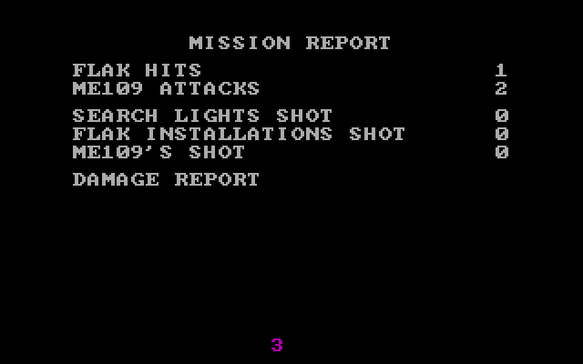 Dam Busters, The IBM PC/Compatibles Screenshot: Mission report.
