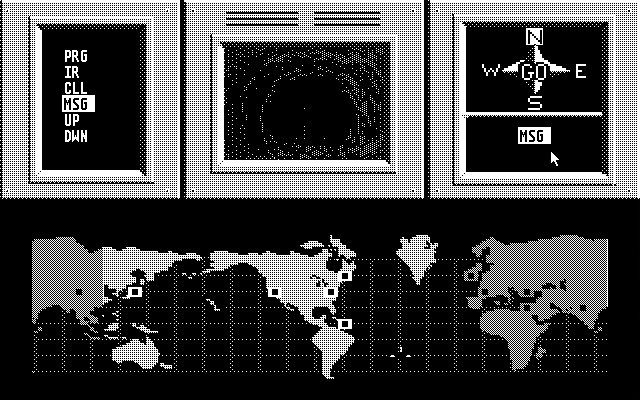 Hacker Atari ST Screenshot: Starting the adventure; there's a message, better read it...