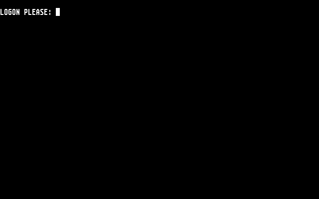 Hacker Atari ST Screenshot: "Logon Please" is all you start the game with...