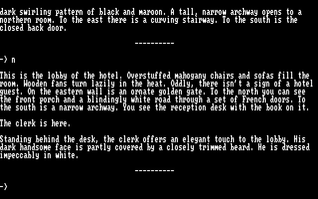 Voodoo Island IBM PC/Compatibles Screenshot: In the lobby of a hotel.