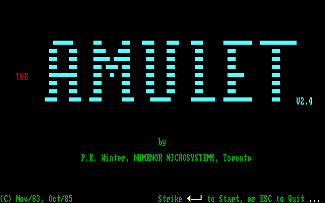 Amulet, The IBM PC/Compatibles Screenshot: Title screen