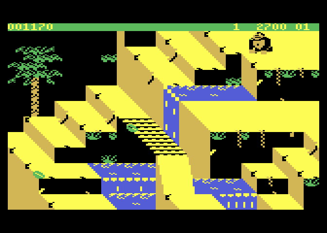 Congo Bongo Atari 5200 Screenshot: The screen changes colors when the game is over...