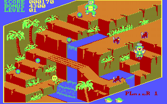 Congo Bongo IBM PC/Compatibles Screenshot: Oh no, I fell in the river!