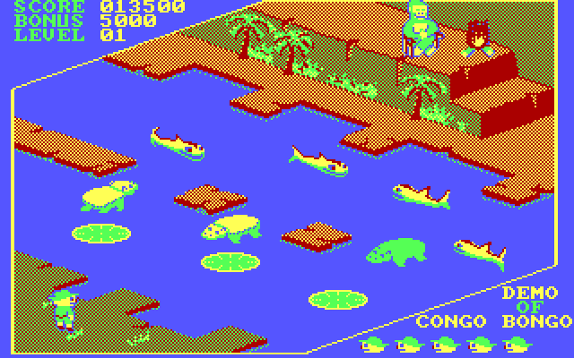 Congo Bongo IBM PC/Compatibles Screenshot: Game demo mode showing round 4.