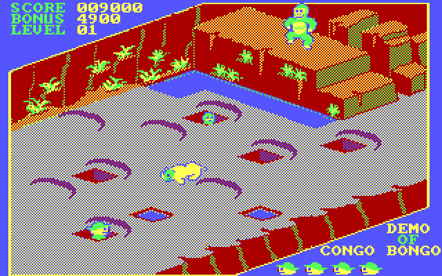 Congo Bongo IBM PC/Compatibles Screenshot: Game demo mode showing round 3.
