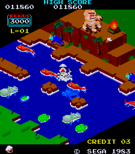 Congo Bongo Arcade Screenshot: I landed in the river after a poorly timed jump!