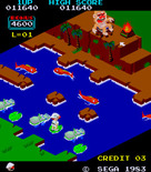 Congo Bongo for Arcade - Riding across a river on the final screen.