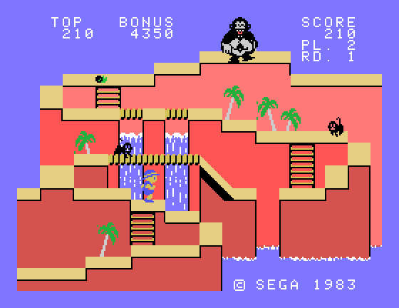 Congo Bongo Sega SG-1000 Screenshot: Game start.