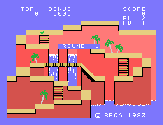 Congo Bongo Sega SG-1000 Screenshot: Ready for round 1?