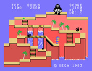Congo Bongo for Sega SG-1000 - Ready to jump across this gap in the platform?
