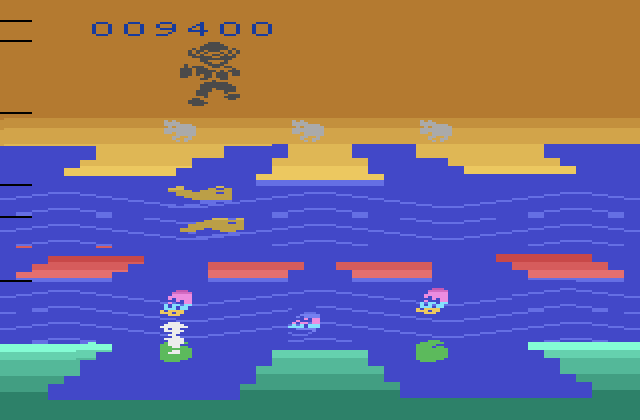 Congo Bongo Atari 2600 Screenshot: Jumping across the river...