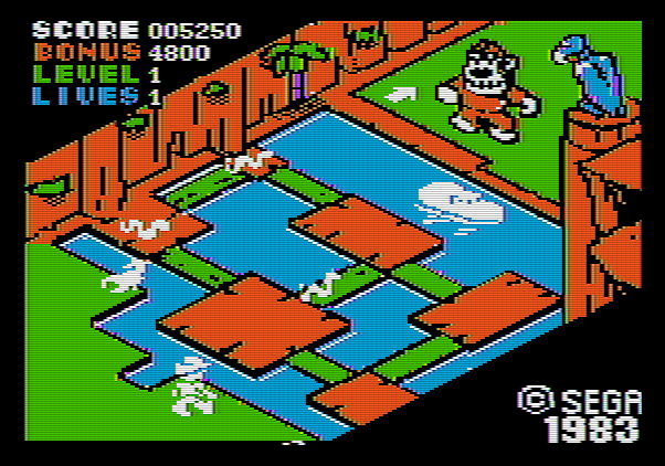Congo Bongo Apple II Screenshot: Start of second level.