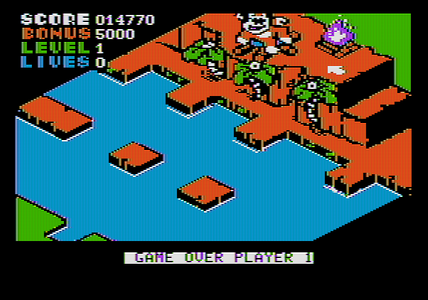 Congo Bongo Apple II Screenshot: Game over.