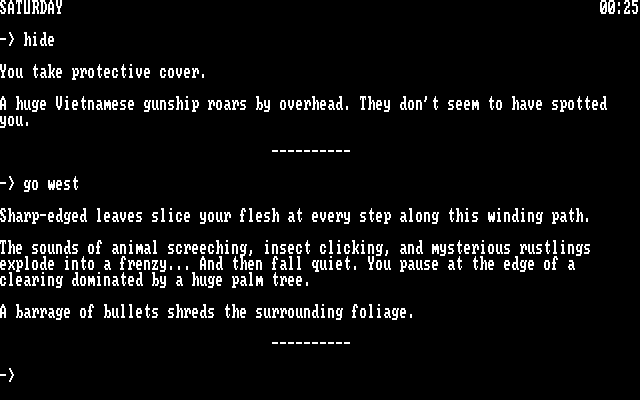 Rambo: First Blood Part II IBM PC/Compatibles Screenshot: Taking cover...
