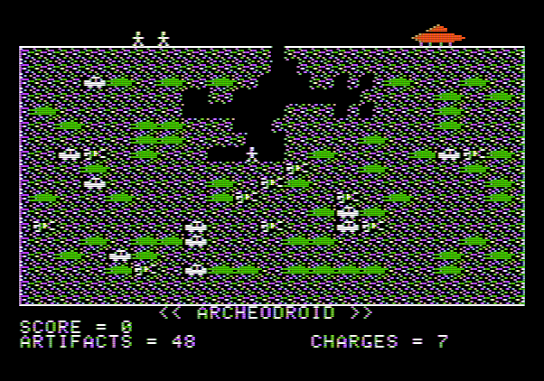 Archeodroid Apple II Screenshot: Collecting artifacts...