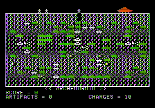 Archeodroid Apple II Screenshot: Game start.