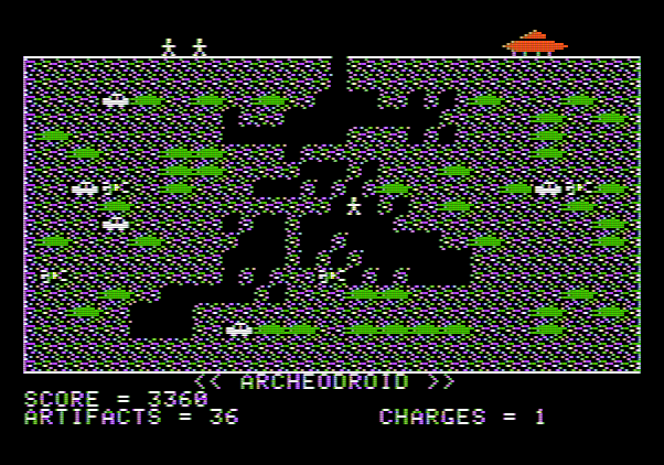 Archeodroid Apple II Screenshot: I'm trapped with only one charge left!