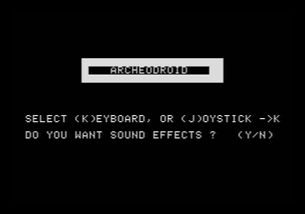 Archeodroid Apple II Screenshot: Title screen.
