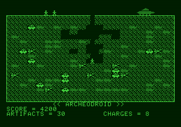 Archeodroid Apple II Screenshot: Collecting artifacts.