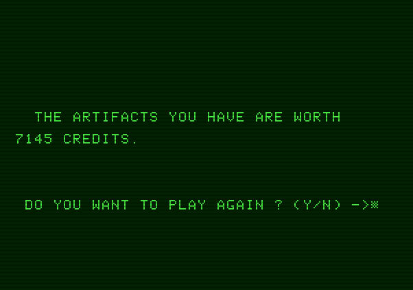 Archeodroid Apple II Screenshot: Game over.