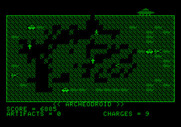 Archeodroid for Apple II - Take collected artifacts back to the ship to earn points.