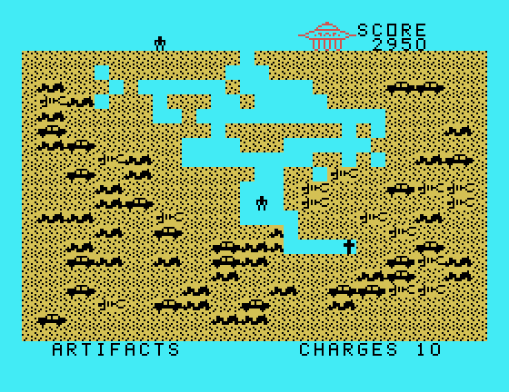 Archeodroid TI-99/4A Screenshot: One man down, the second takes over...