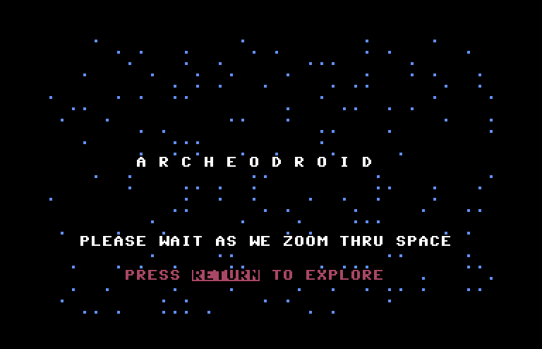 Archeodroid Commodore 64 Screenshot: Title screen.