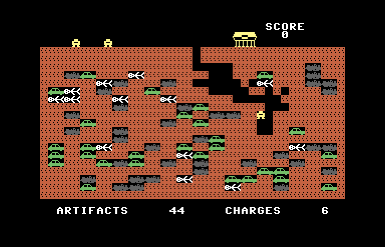 Archeodroid Commodore 64 Screenshot: Collecting artifacts...