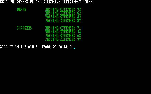Armchair Quarterback IBM PC/Compatibles Screenshot: Calling the coin toss...