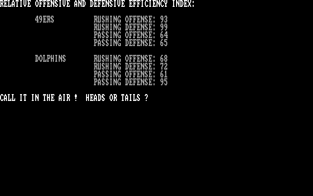 Armchair Quarterback IBM PC/Compatibles Screenshot: Calling the coin toss...
