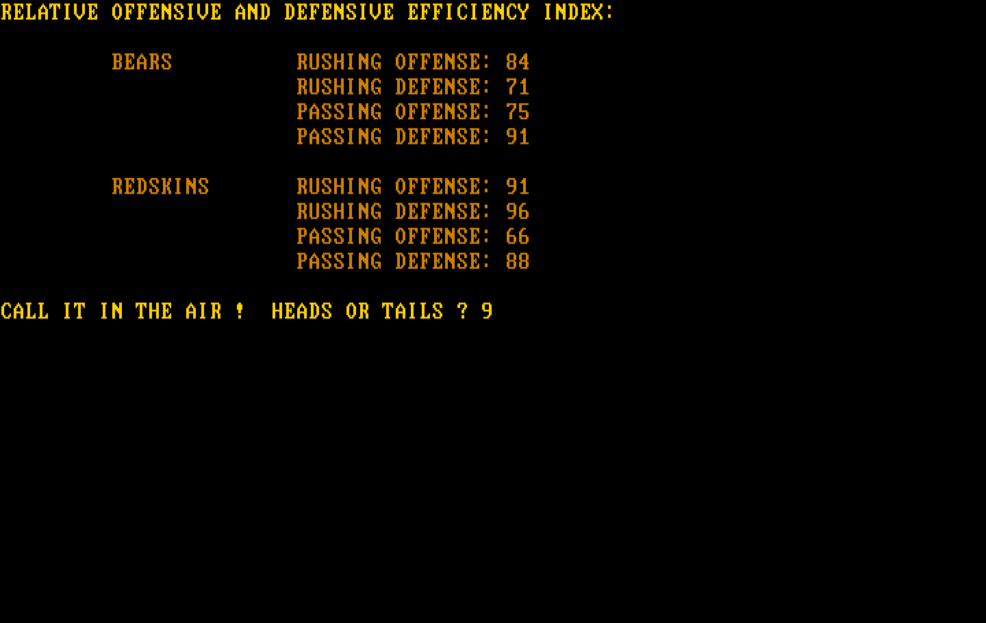 Armchair Quarterback IBM PC/Compatibles Screenshot: Calling the coin toss...