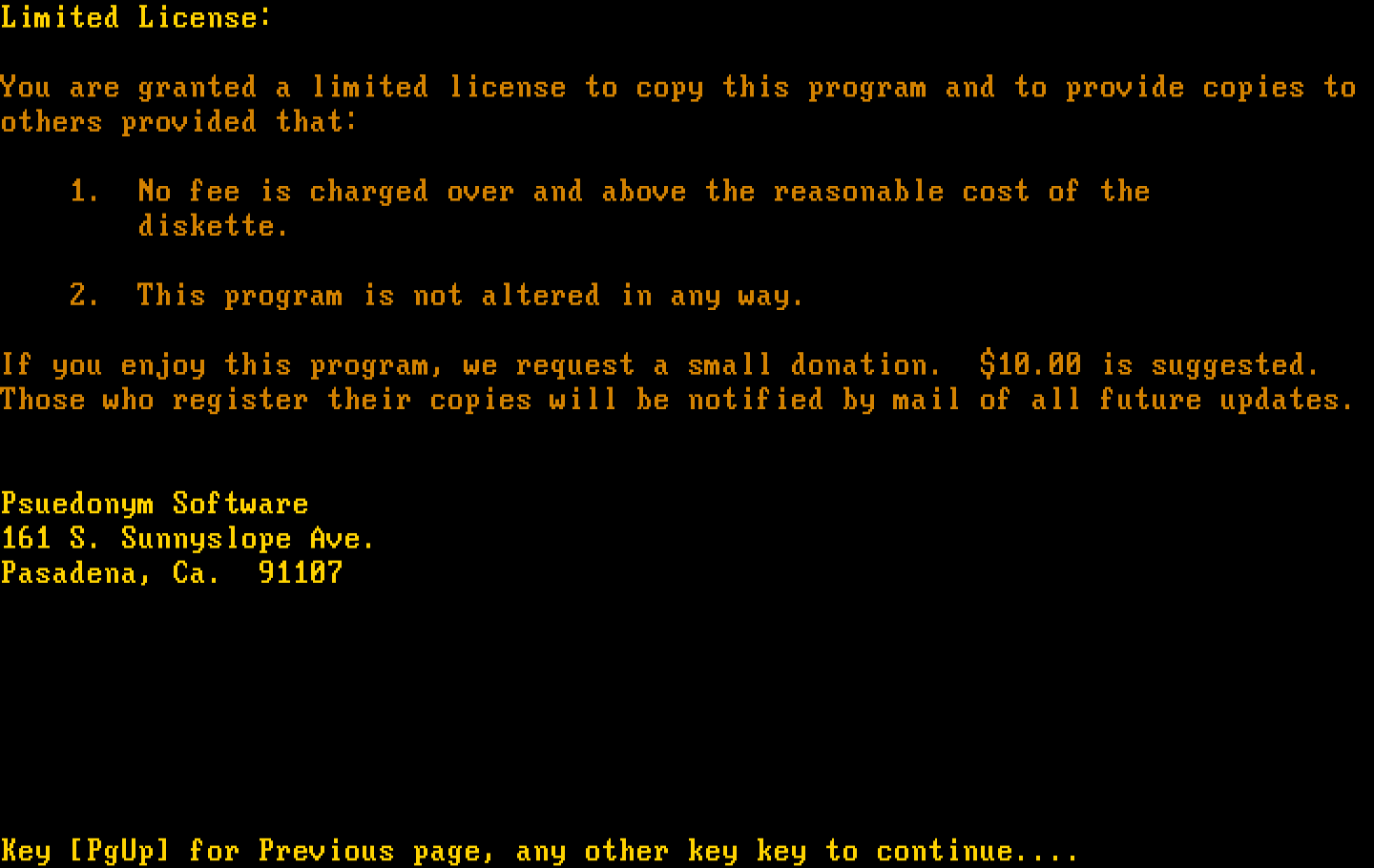 Armchair Quarterback IBM PC/Compatibles Screenshot: The instructions end with the shareware notice.