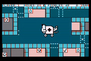 Fooblitzky for Atari 8-bit - Uh oh, looks like we have an accident! Off to the hospital...