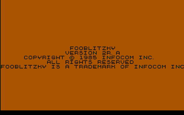Fooblitzky IBM PC/Compatibles Screenshot: Copyright screen.
