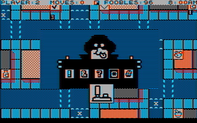 Fooblitzky IBM PC/Compatibles Screenshot: This shady character presents a few options...