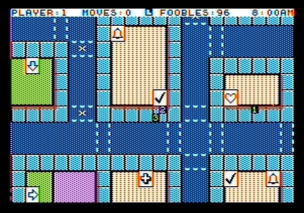Fooblitzky Apple II Screenshot: Player 1 gets to move now...