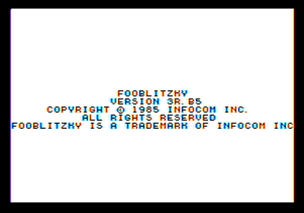 Fooblitzky Apple II Screenshot: Copyright screen.