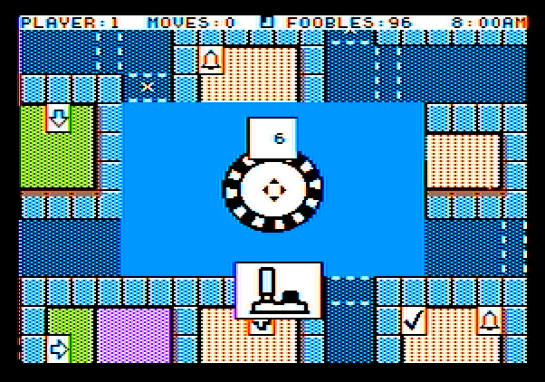 Fooblitzky Apple II Screenshot: Spinning the wheel...