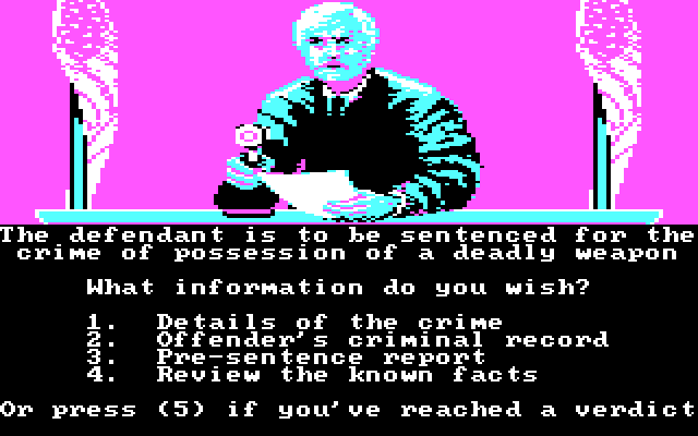 Crime and Punishment IBM PC/Compatibles Screenshot: What information do you wish for this case?