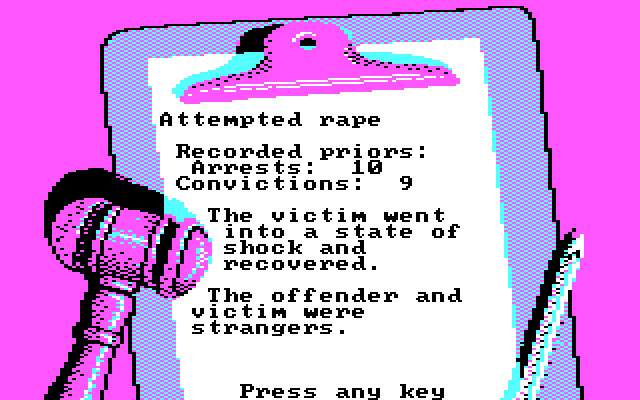 Crime and Punishment IBM PC/Compatibles Screenshot: Here's what I know so far...