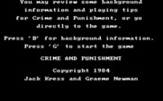 Crime and Punishment for IBM PC/Compatibles - Copyright screen.