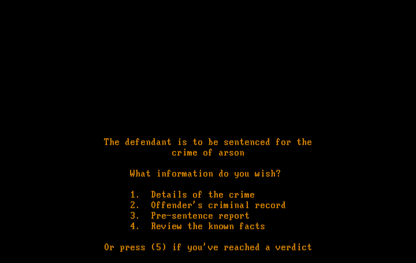 Crime and Punishment IBM PC/Compatibles Screenshot: Here's my first case...
