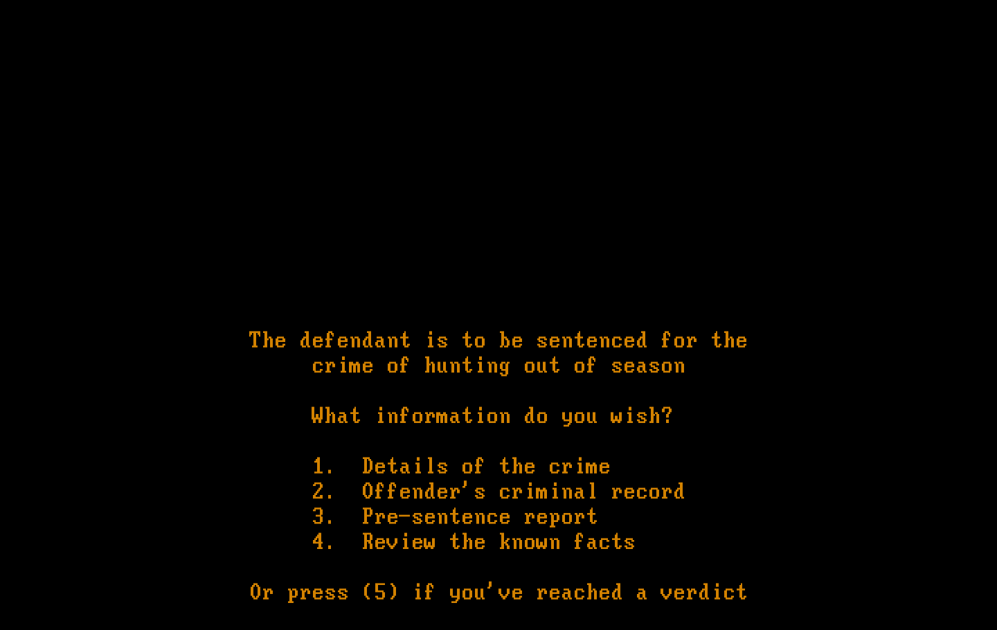 Crime and Punishment IBM PC/Compatibles Screenshot: Next case...