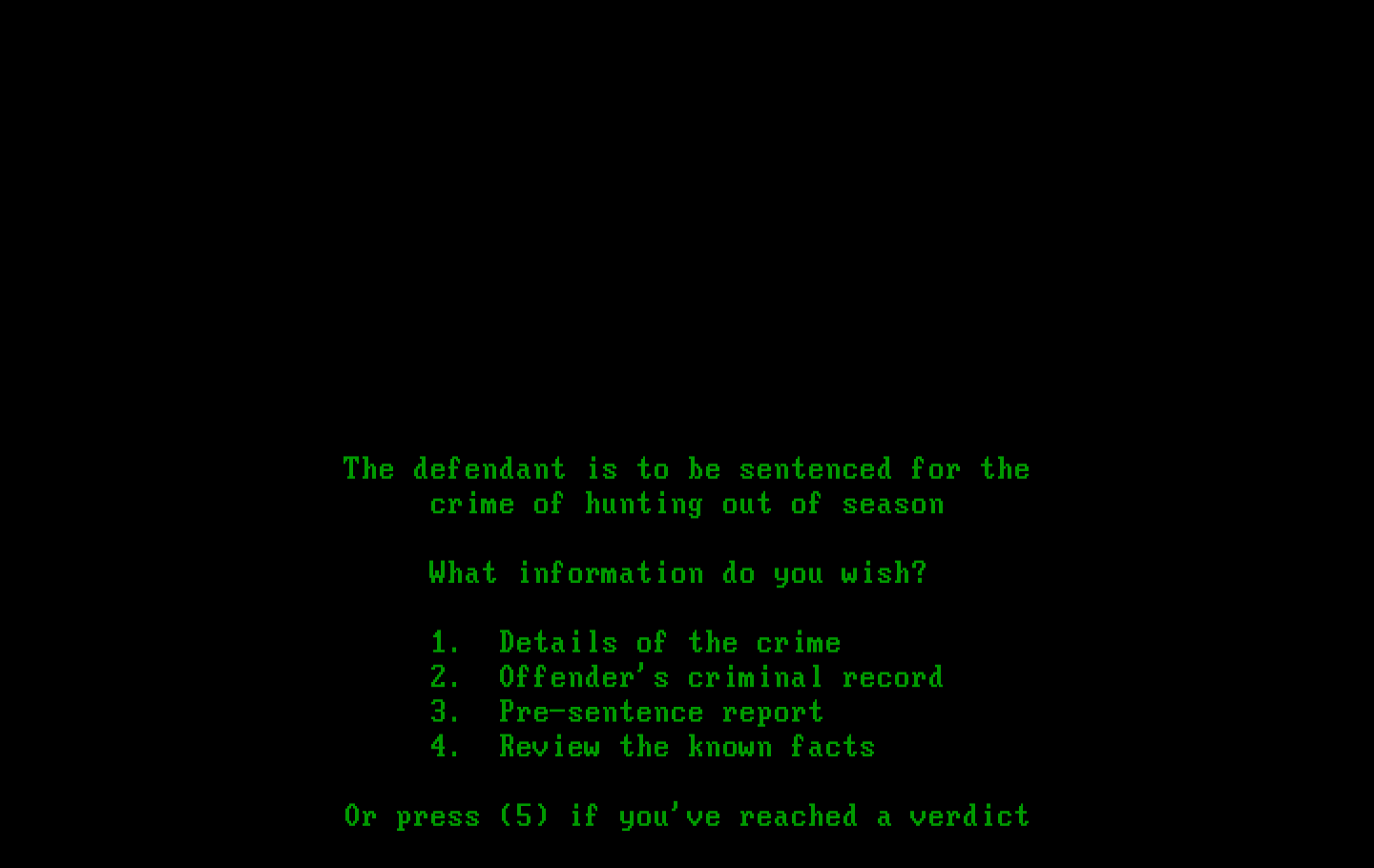 Crime and Punishment IBM PC/Compatibles Screenshot: Next case...