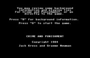 Crime and Punishment for Commodore 64 - Game title and introduction.