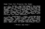 Crime and Punishment for Commodore 64 - Some tips for playing the game.