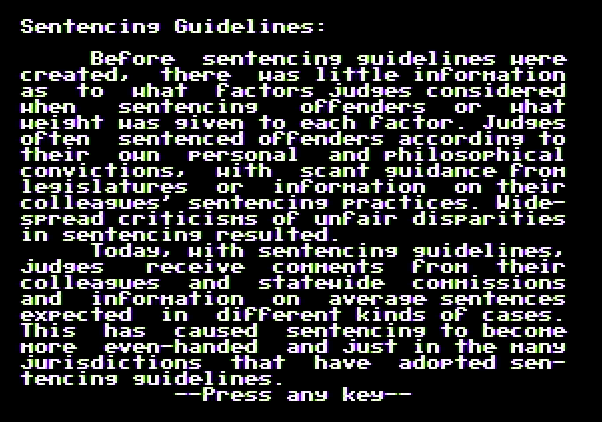 Crime and Punishment Apple II Screenshot: Here's a few guidelines...