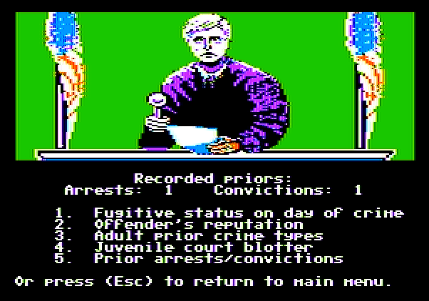 Crime and Punishment Apple II Screenshot: Time for the next case...